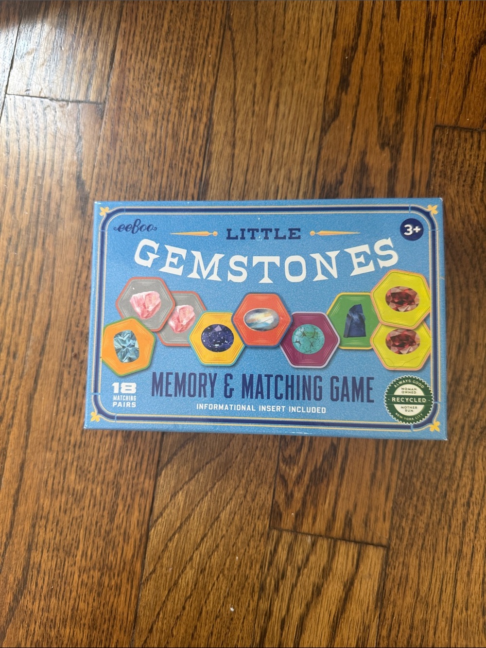 eeBoo Little Gemstones Memory & Matching Game - Blue